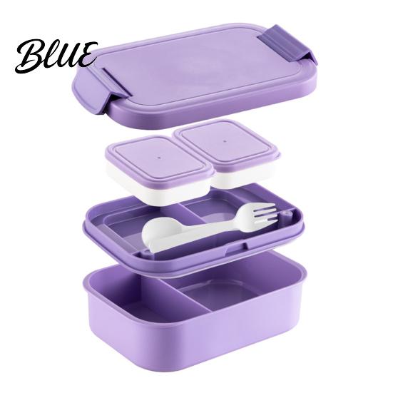 Microwave Safe Meal Prep Containers Double Layer Lunch Box with Sauce Container And Tableware  Leak Proof Stackable Food Multipurpose Kitchen Storage