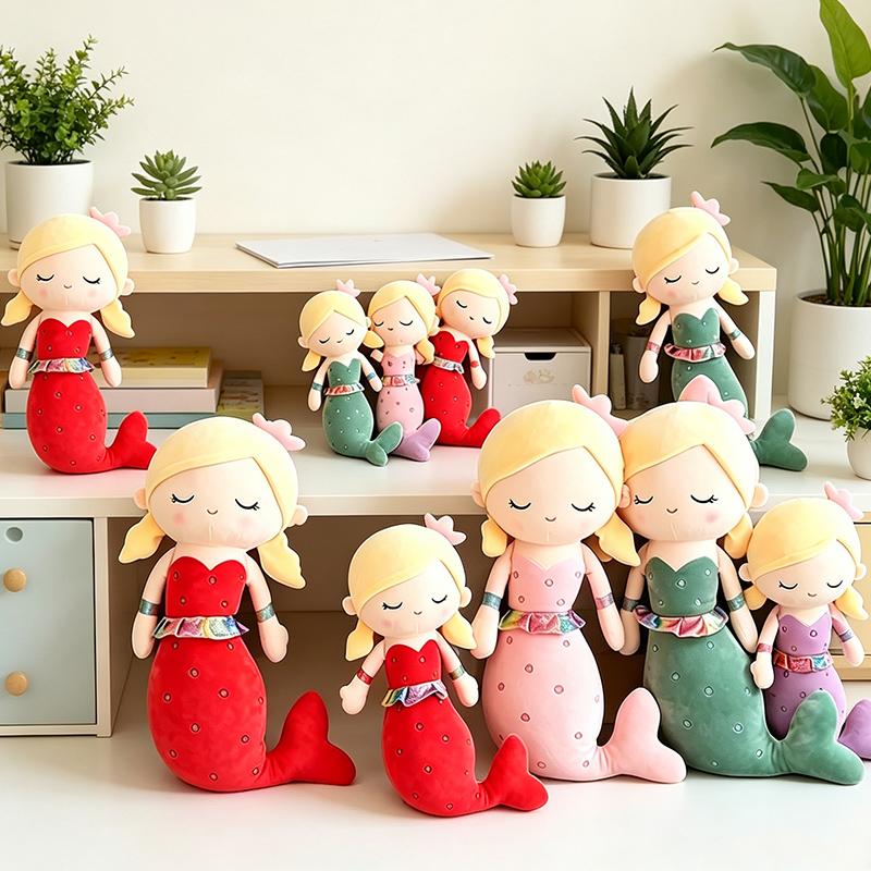 40-80Cm Kawaii Cartoon Mermaid Plush Toy Soft Fish Throw Pillow Stuffed Doll Lovely Decor Cushion Kids Boys Girls Birthday Gift