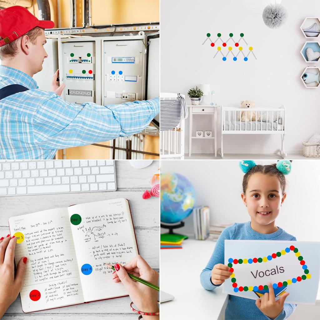 HUKONHEP 2800 PCS Dot Stickers, 3/4 Inch Round Colored Dot Stickers Labels - 4 Assorted Colors, for Office, School, Moving, Home(Red, Blue, Yellow,
