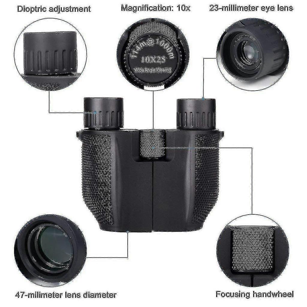 Binoculars Compatible With Adults Kids10x25 Folding Compact Binoculars With Weak Light Night Vision Clear Compatible With Birds Watching Hunting Trav