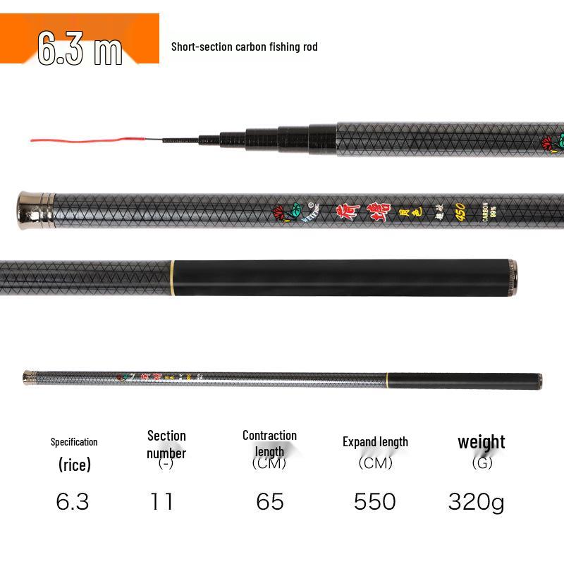 Portable Carbon Fiber Fishing Rod with Landing Net for All Waters