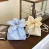 Canvas Flower Handbag Korean Style Small Crossbody Bag Cute Plaid Drawstring Bag  Student
