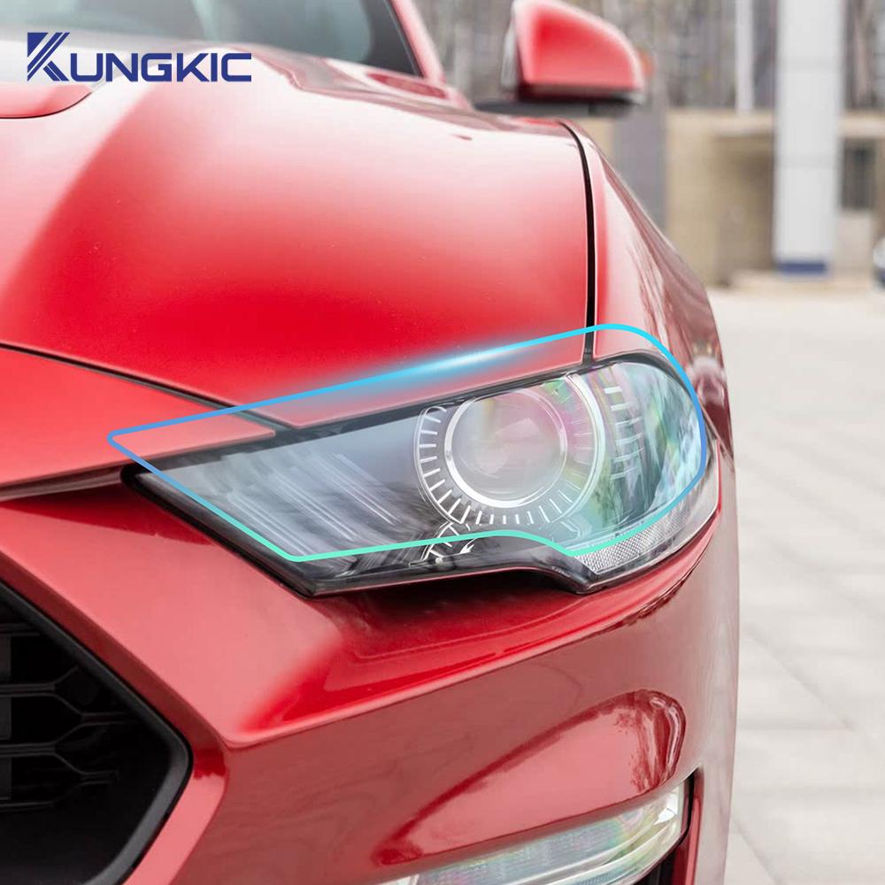 Smoke Black TPU Paint Protective Foil for Ford Mustang 2018-2023 Headlight and Tail Light