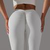 Brushed V-waist Pleated Solid Color Peach Hip Yoga Pants For Sports, Running, Fitness, Tight Fitting Cropped Pants