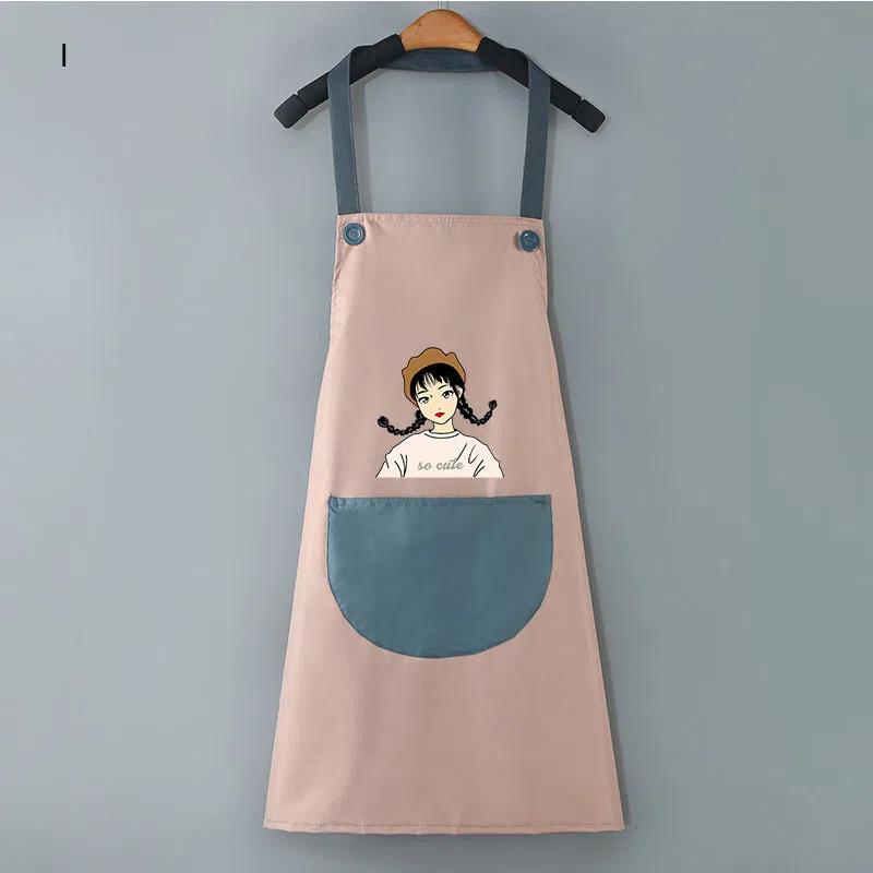 Unisex Cooking Apron Household Cartoon Apron Chef Waiter Barbecue Adult Pocket Apron Kitchen Supplies