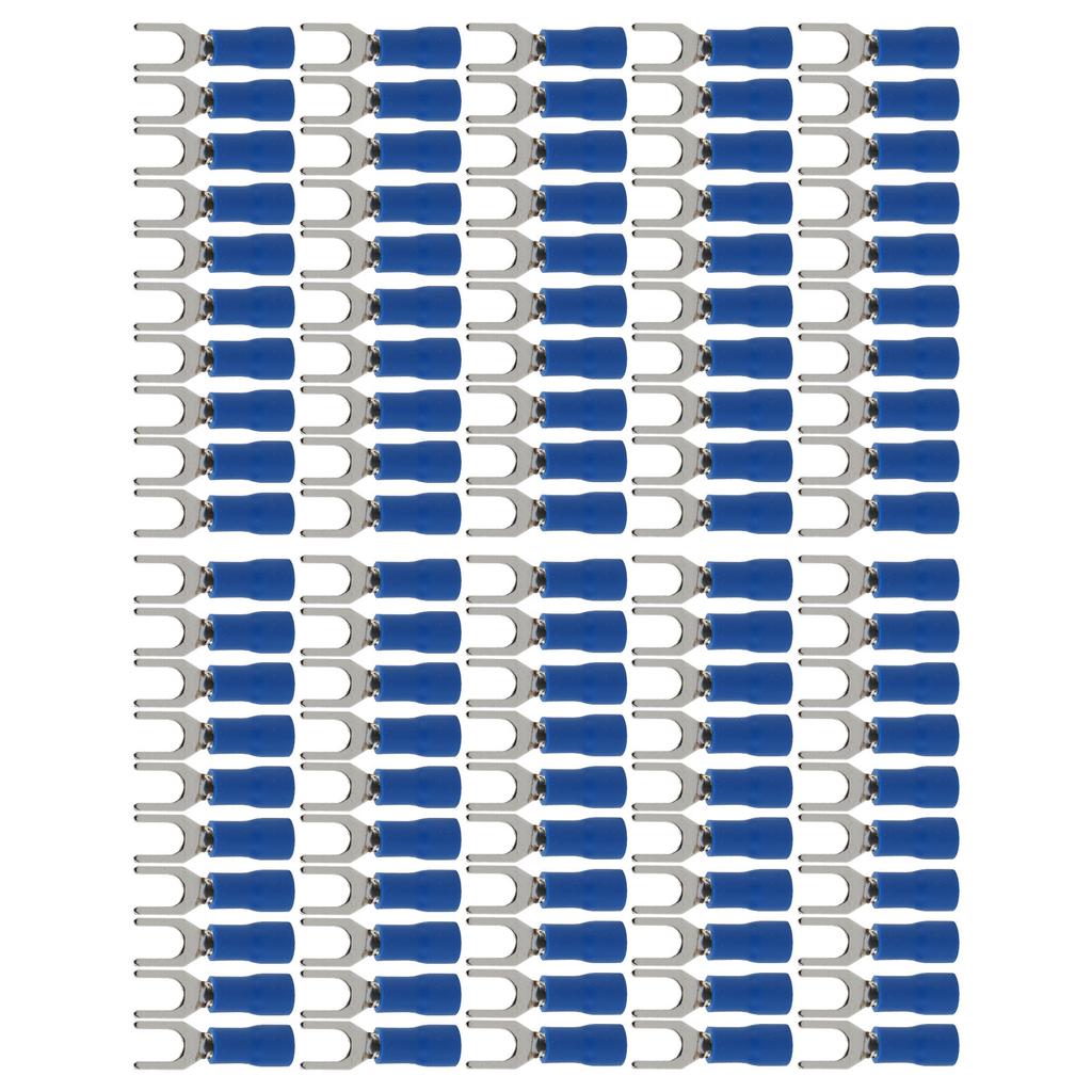 100 Stück Gabelverbinder Blau Stabile Leitfähigkeit 19A Sicher Isolierte Crimpanschlüsse Drahtanschluss für