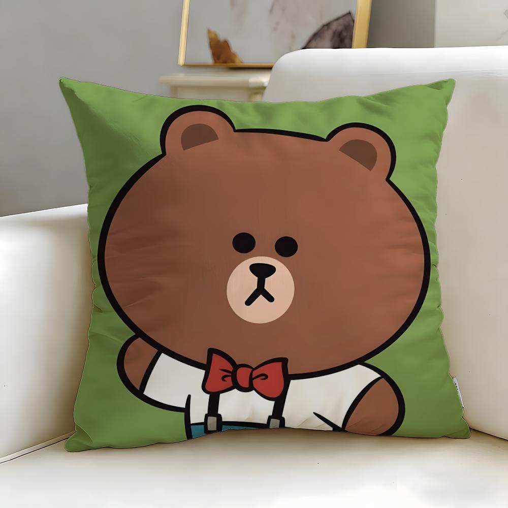 classic cartoon Cartoon Bear Cushion Cover Soft  EasyWash Pillow Case  Versatile for Couch Bed Travel and Office