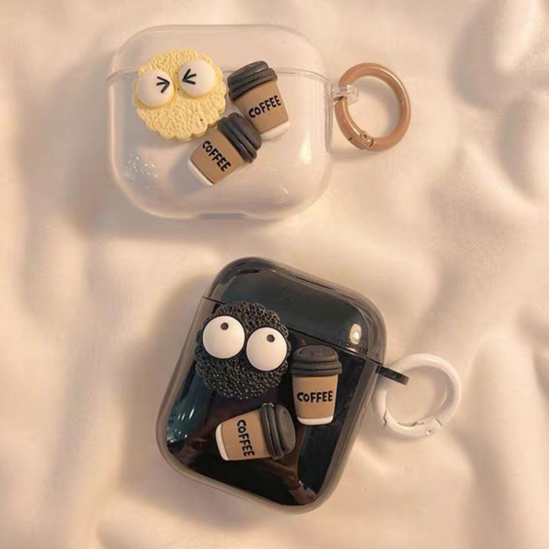 Airpods 1 /2 Generation Earphone Case Coffee Big Eyes Cookies Cute Wind Airpods Pro Buckle 3