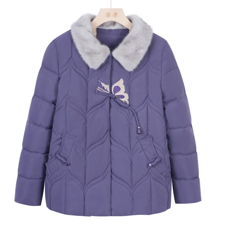 Mom's Winter Coat Short Padded Cotton-padded Jacket 50-year-old Middle-aged and Elderly Women Winter New Warm Cotton-padded Jacket.