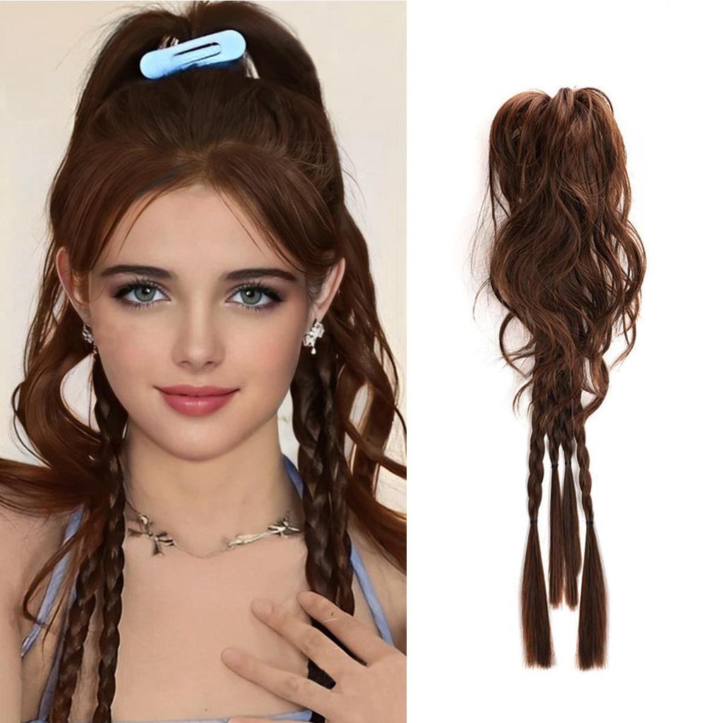 Bybrana Fountain Ponytail Drawstring Braided Synthetic Fiber Wig