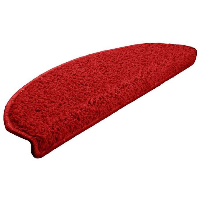 VidaXL Tapis d'escalier 15 pièces 65 x 21 x 4 cm Rouge Demi-rond Grand 133907
