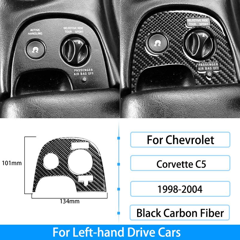 Pentru Chevrolet Corvette C5 1998-2004, fibră de carbon, priză centrală, buton radio, ridicare fereastră, inel pentru chei, decorare pentru capac