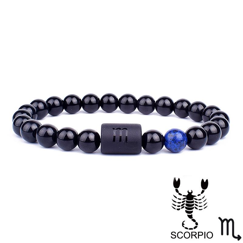 12 Constellation Bracelets Natural Black Onyx Bead Bracelet Star Sign Constellation Horoscope Couple Bracelet Friendship Jewelry