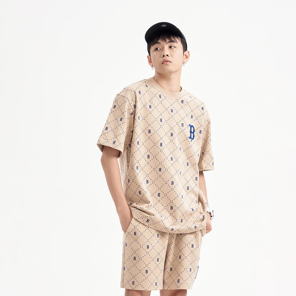 New MLB Set In Sleeve T Shirt Unisex Sandy Brown 3ATSM0533-43SAL