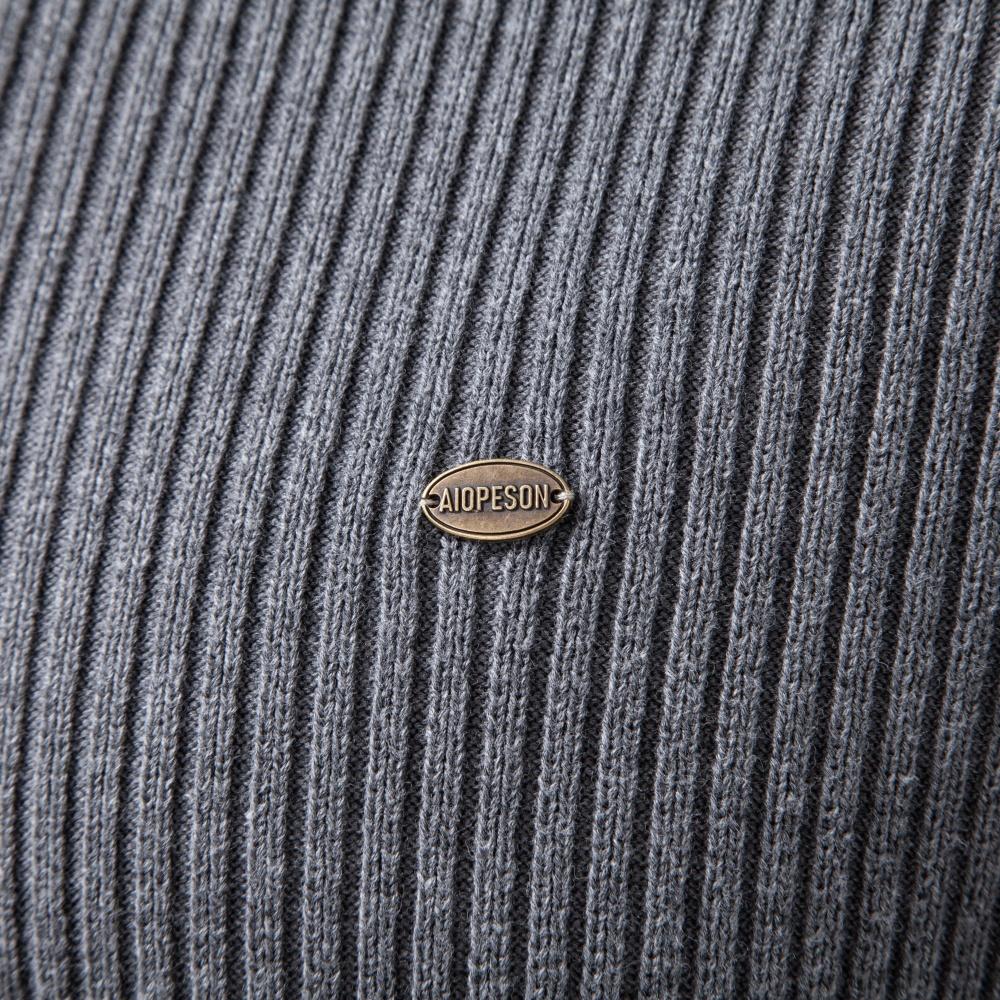 AIOPESON Herren Langarm Slim Fit Warmer Pullover Halber Reißverschluss Stehkragen Baumwolle Pullover Gerippt Strick Lässig Herbst Winter Basic Pullover