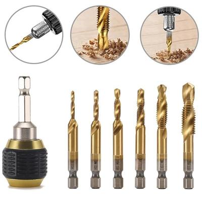6Pcs HSS Screw Thread Metric Tap Drill Bits Titanium Plated Hex Shank M3 M4 M5 M6 M8 M10 for Hand Tools Screw Machine