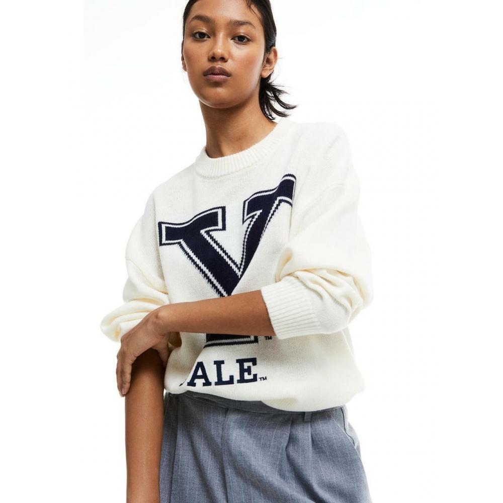 

Жаккардовый вязаный свитер HM Кремовый Yale 1161844008