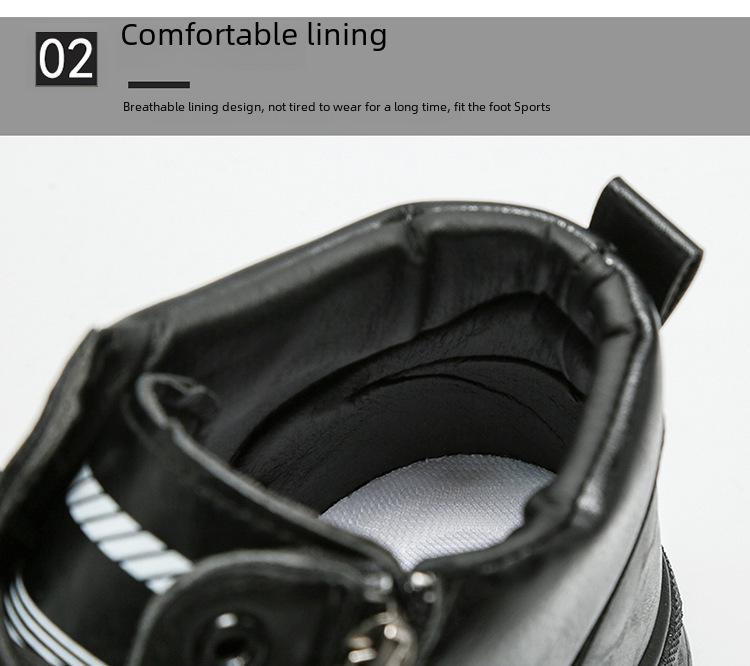 Men's High Top Casual Black Martin Boots for Spring and Autumn - Trendy All-Match Sports and Work Shoes.