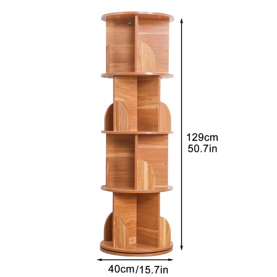 Spinning Bookshelf 360 Rotation Display 4 Tier Floor Standing Bookcase Small Corner Bookcase for Small Space Kids Room Book Storage Organizer