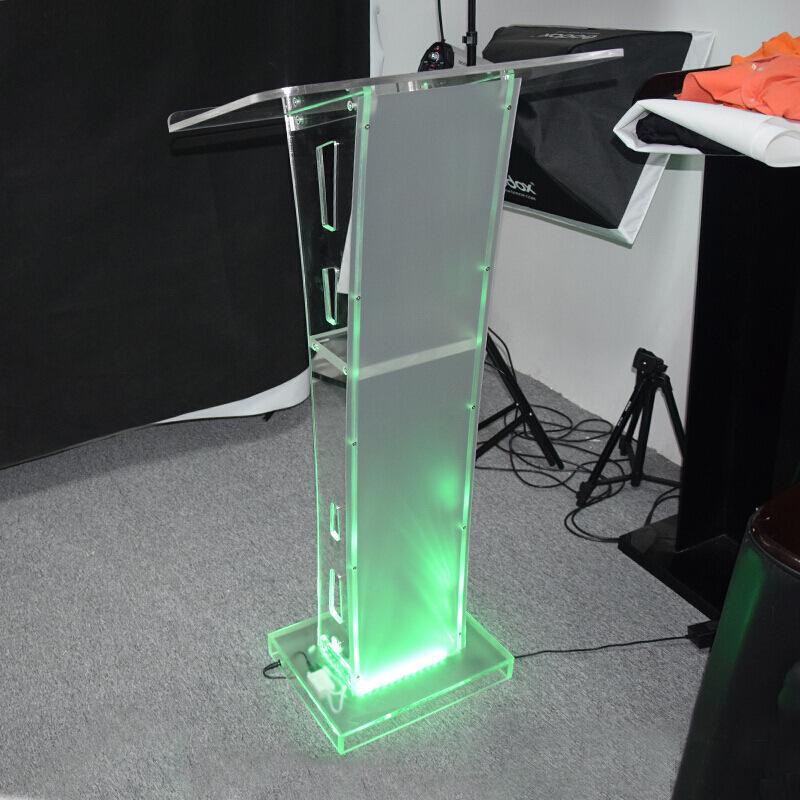 Seven-Color Illuminated Transparent Acrylic Lectern with Visitor Counter