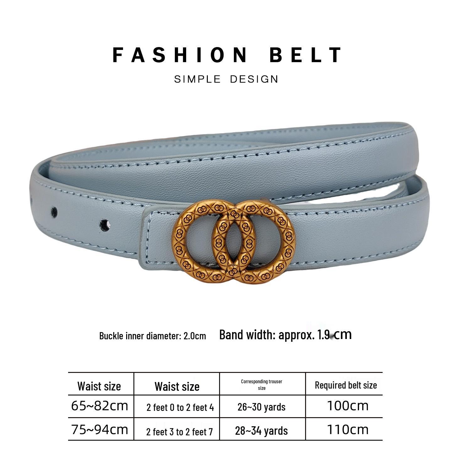 Retro Double Ring Women s Korean Fashion Cowhide Belt 110cm