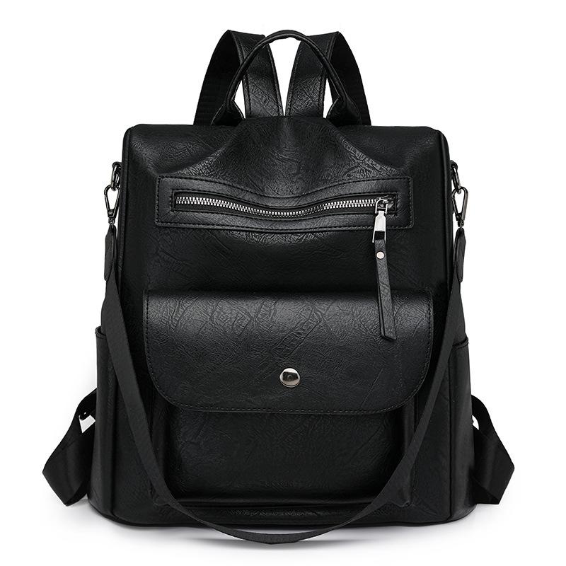 Large Capacity Travel Bag Women's Soft Leather Backpack Retro Commuter Backpack