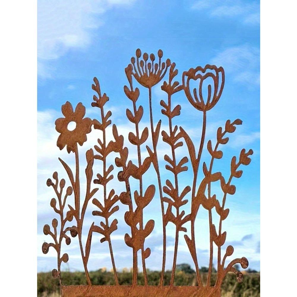 Vintage Metal Garden Stakes Rustic Lawn Ornaments for Flowerpots Outdoor Patio Decor Ground Markers Yard Art Plant Accessories