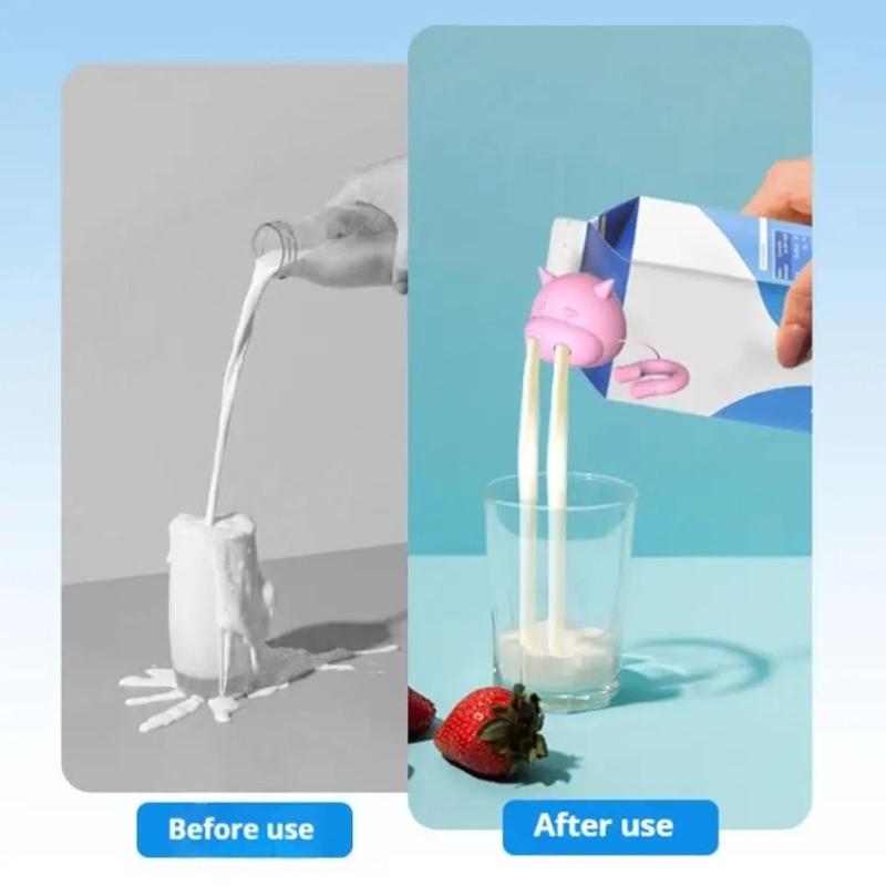 Silicone Cow Head Milk Box Stoppers Funny Pouring Milk Carton Diverter Caps Fun and Practical Milk Pourer Lids