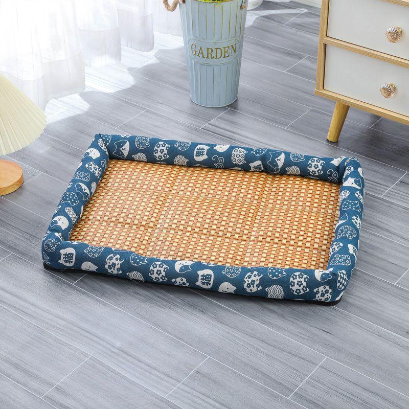 

Pet Supplies Dog Summer Sleeping Mat Nest Mat Cat Nest Teddy Large, Medium and Small Dogs Mattress All Year Round Neutral 40*30cm (within 2.50kg recommended) Linen Blue Cat