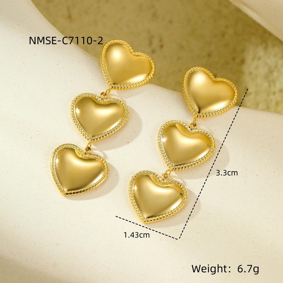 GEMCHIC Women s 18K Gold Plated Stainless Steel 3-Layer Heart Tassel Earrings Fashion Stud Earrings