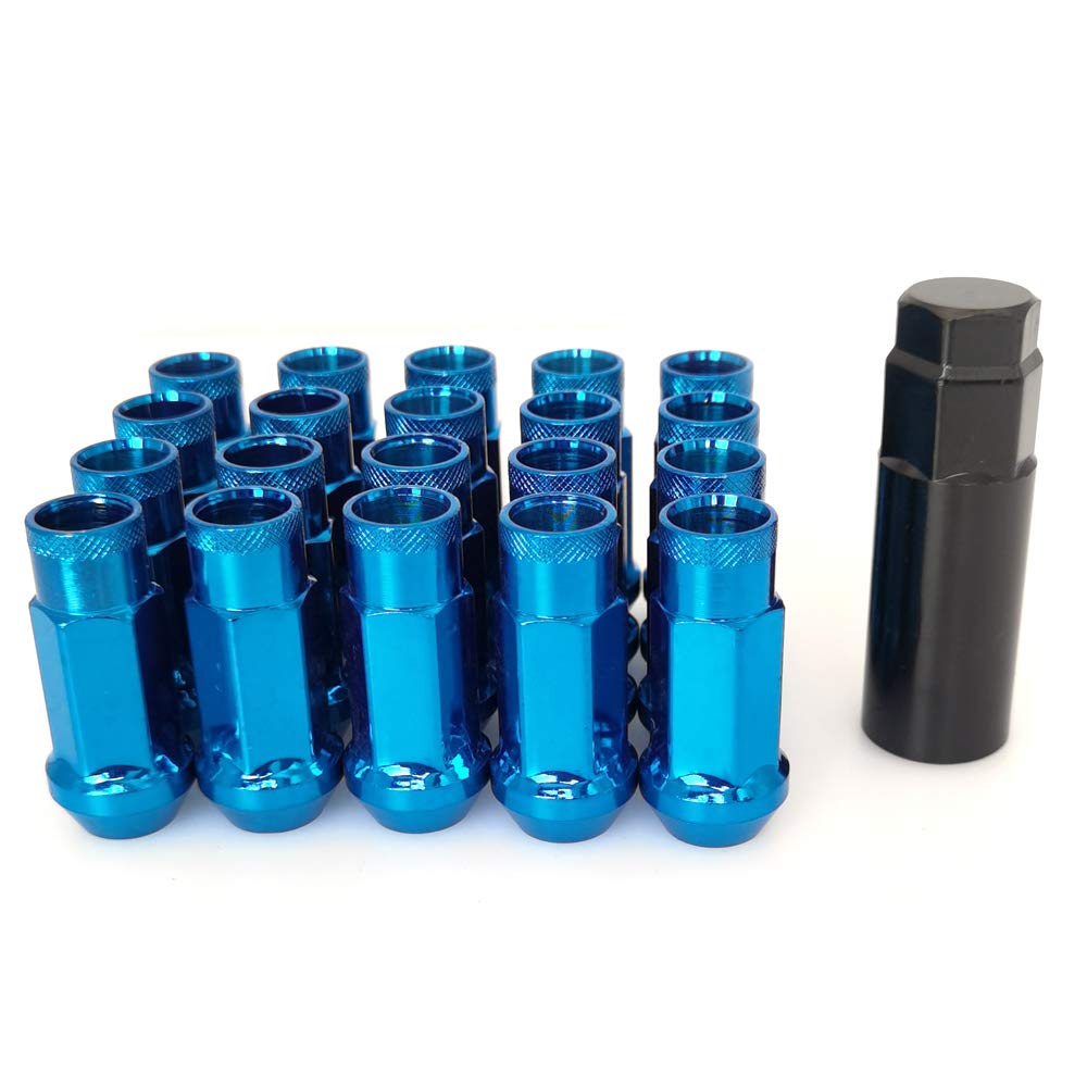 

Комплект из 20 кованых стальных колесных гаек 50BV30 M12 x 48 мм, фиксирующие гоночные гайки для шин, P1.25, глубокие, сквозного типа, гайки, гайки, (синий) синий