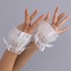 Lace Wrist Cuffs Pair for Historical Costume Parties Decorative Bowknot Lace Wristband for Cosplay and Fashion