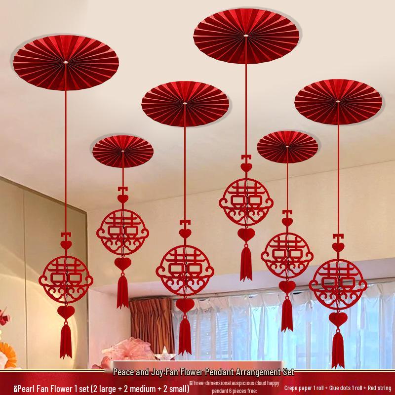 Double Happiness Wedding Ceiling Decoration: Square Hanging Ornament for Bedroom, Living Room, or New Home