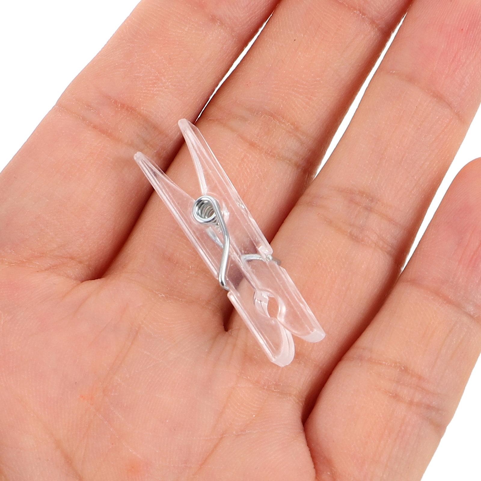 

50Pcs Mini Transparent Plastic Clothespins Clear Clips Clothesline Accessory Clamp Fairy Lights Photo Clips Mini Spring Hanging