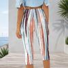Women Plus Size Capri Leggings Abstract Blue X Graffiti Checkered Print High Waist Stretchy Workout Yoga Casual Cropped Pants