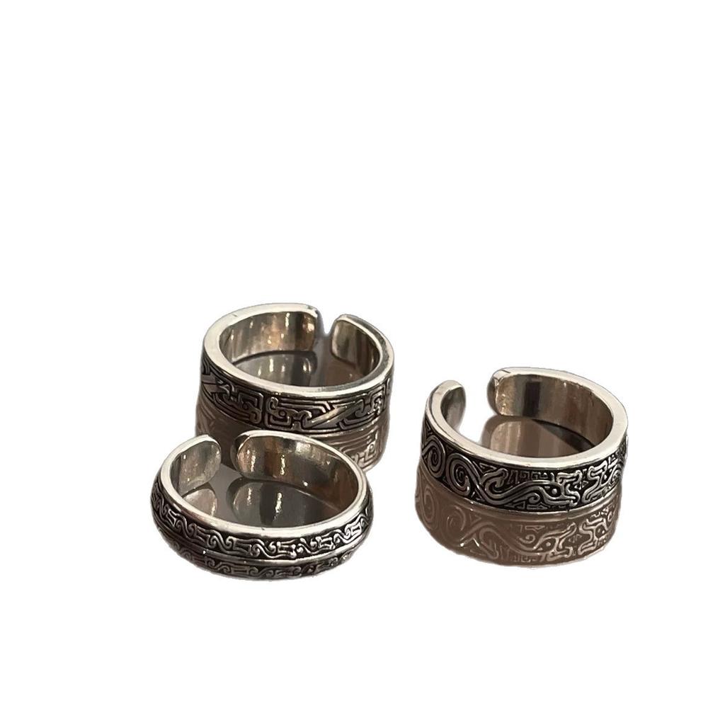 Men's and Women's Retro Versatile Pattern Open Finger Ring Personalized Dragon Pattern Ring