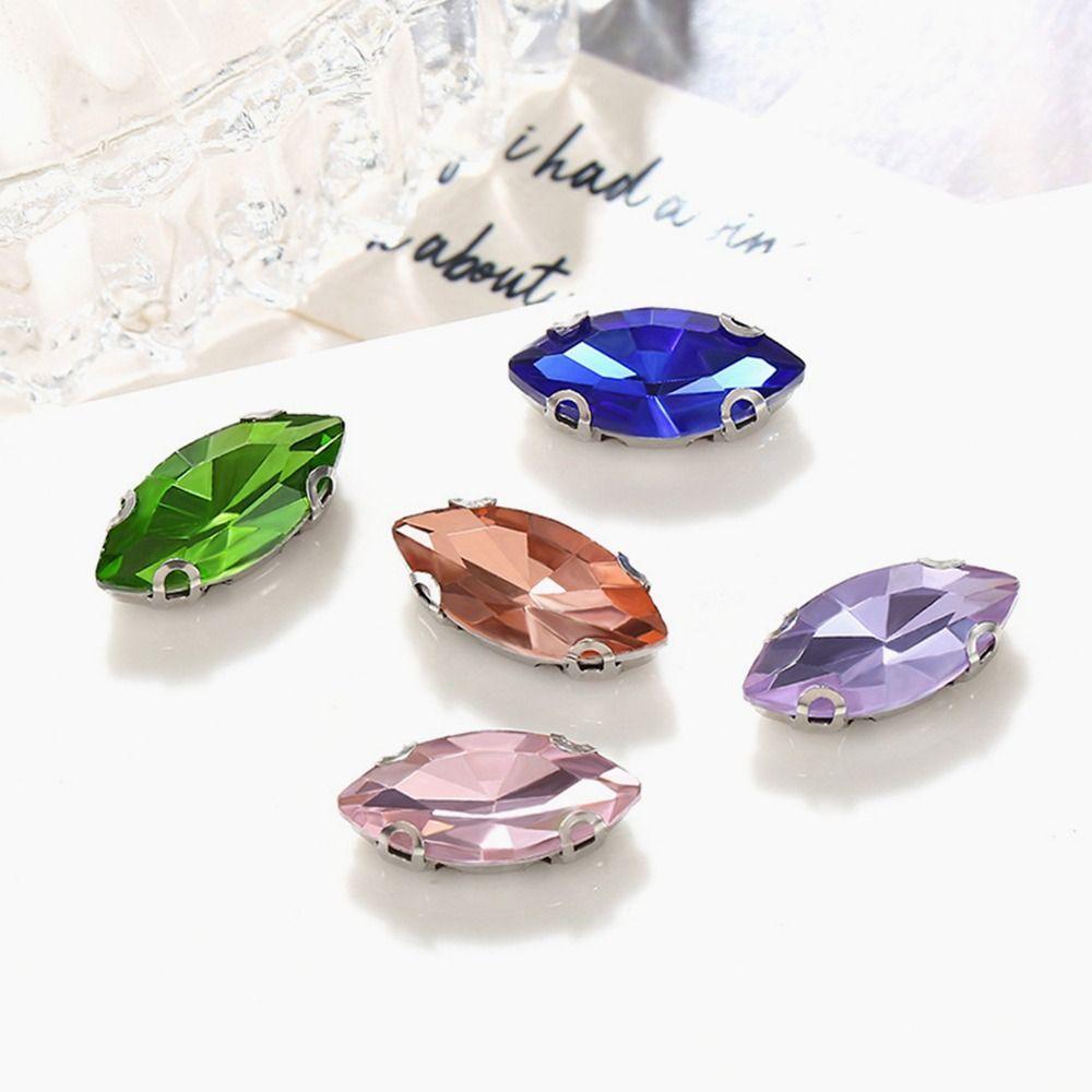 50Pcs/Pack Sew On Glass Crystal Stones Diamond Beads Ornament  DIY Garment Clothes Shoes