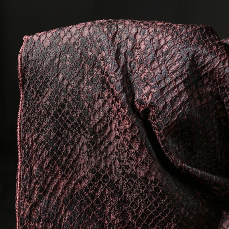 100x130cm Creative Texture Jacquard Fabric Red Black Snakeskin Mottled Plaid Vintage Washed Design Fabric DIY Clothing Material