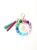 Independence Day & Halloween Sports Style Wooden Bead Keychain Bracelet