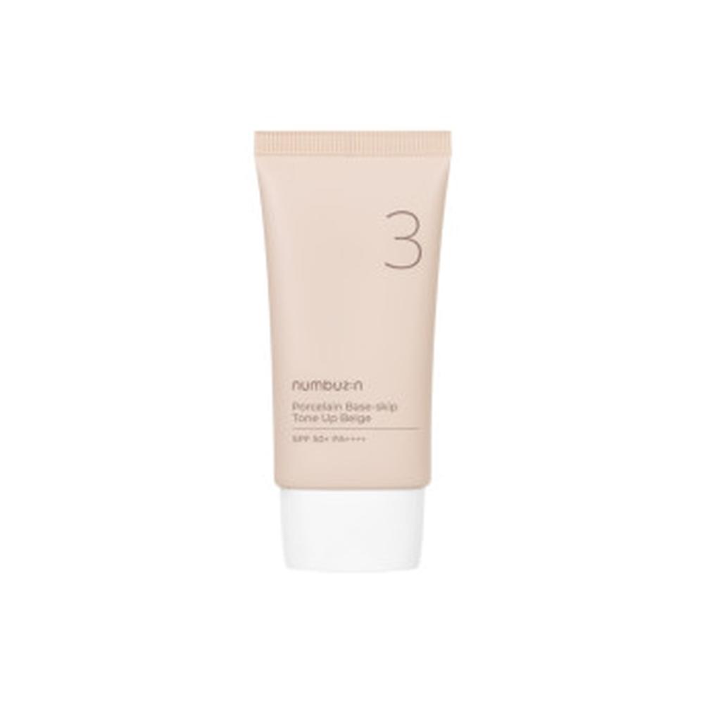 NUMBUZIN No.3 Porcelain Base-Skip Tone Up Beige SPF50+ PA++++ 50ml – Tone-Up Effect, UV Shield, Korean