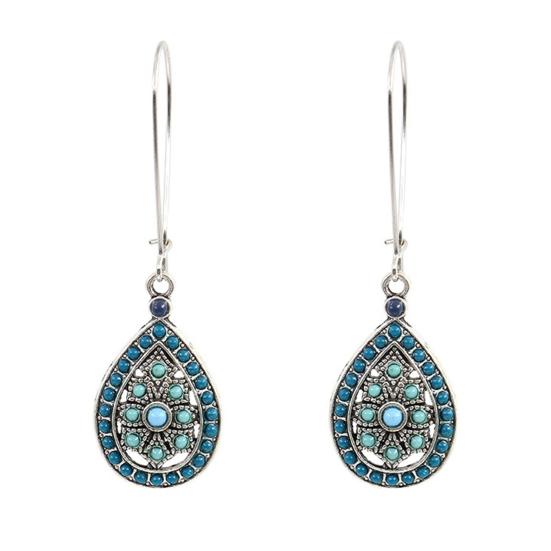 

1 пара женских серег в форме капли воды, элегантные серьги-капли в этническом стиле в богемном стиле для свиданий синий