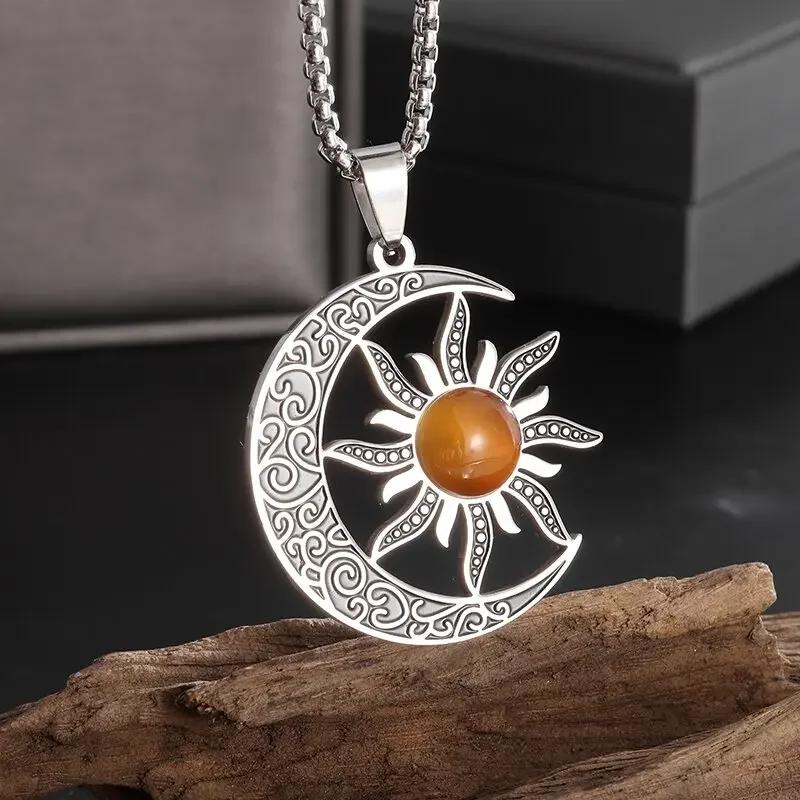 Stainless Steel Witchcraft Pentagram Necklace for Men Jewish Hebrew Four Letter Solomon Pendant Rune Amulet Jewelry