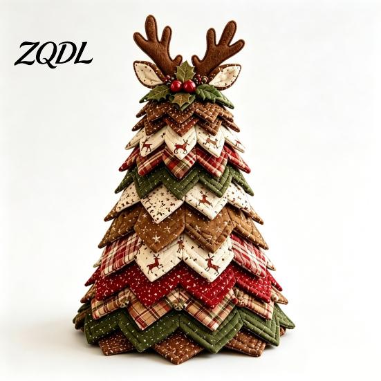 Festive Party Supplies DIY Quilted Christmas Tree Kit, Handmade Fabric Tabletop Decoration, Decorative Wall Accents Holiday Craft Project for