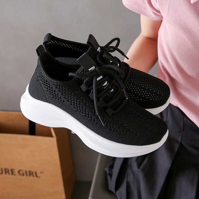 Women's Sneakers Lightweight Breathable Running Shoes Soft Soles Non-slip Student Training Shoes Fashion Thick Soled White Shoes