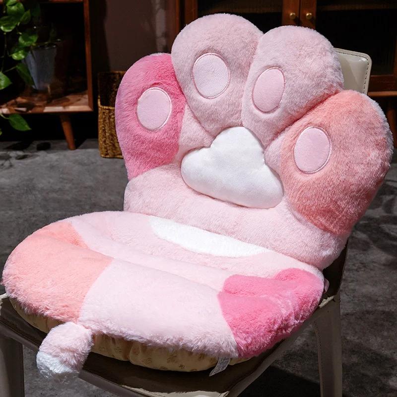 Cute Cat Paw Fluffy Seat Cushion Office Back Cushion Dormitory Plush Chair Seat Pillow Lazy Sofa Butt Pad Bay Window Tatami Mat