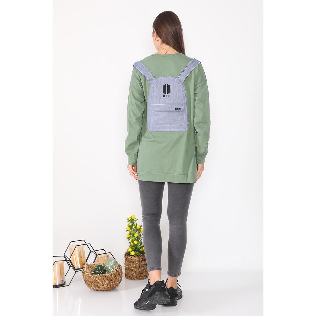 Bag Detailed Loose Design White Color Tunic