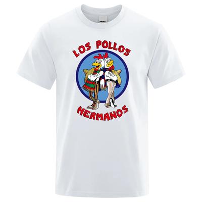 Lustiges bedrucktes T-Shirt für Herren von Los Pollos Hermanos aus Baumwolle, lässig, kurze Ärmel, atmungsaktives Sommer-T-Shirt für Männer, Chicken Brothers