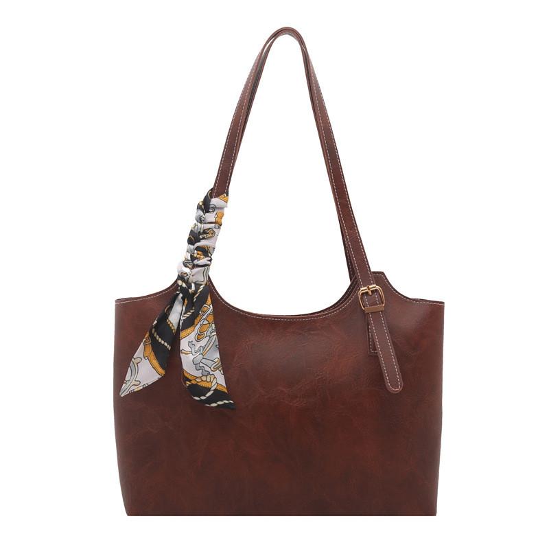 

Vintage Style Handheld Shoulder Bag With Zipper Closure For Commuting коричневий