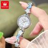 OLEVS Original Quartz Women's Watches Trendy Star Moon Diamond Dial Elegant Ladies Bracelet Wristwatches Luxury Woman Watch