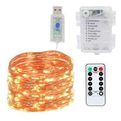 USB-Powered Colorful LED Copper String Lights with Remote & Eight Modes - Waterproof Decor for Live Broadcasts